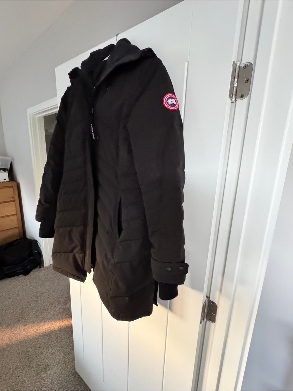 Canada Goose Loretta Parker - Black Down Coat with Fur Hood and Badge